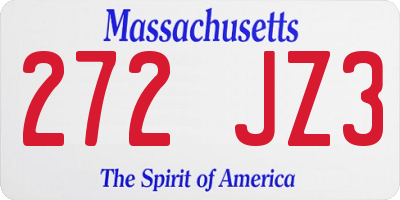 MA license plate 272JZ3