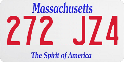 MA license plate 272JZ4
