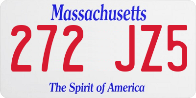 MA license plate 272JZ5