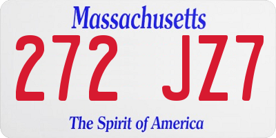 MA license plate 272JZ7