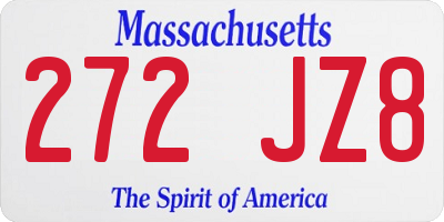 MA license plate 272JZ8