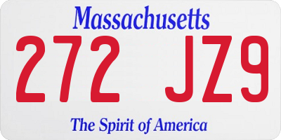 MA license plate 272JZ9