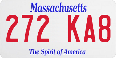 MA license plate 272KA8
