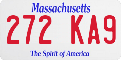 MA license plate 272KA9