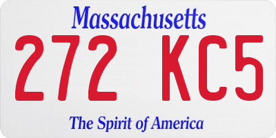 MA license plate 272KC5