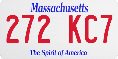 MA license plate 272KC7