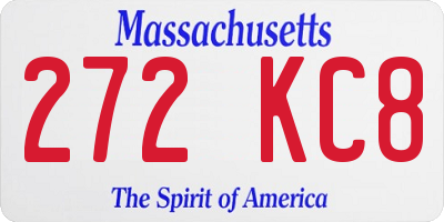 MA license plate 272KC8