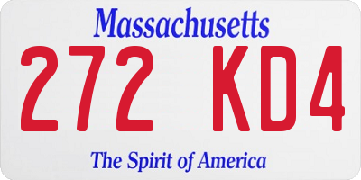 MA license plate 272KD4