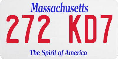 MA license plate 272KD7