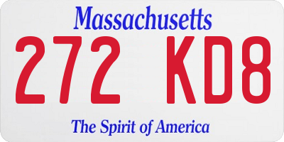 MA license plate 272KD8