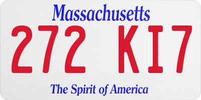 MA license plate 272KI7