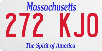 MA license plate 272KJ0