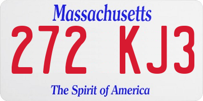 MA license plate 272KJ3