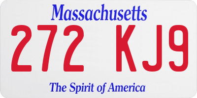 MA license plate 272KJ9