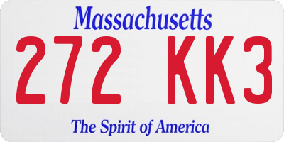 MA license plate 272KK3