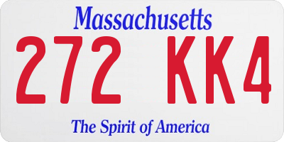 MA license plate 272KK4