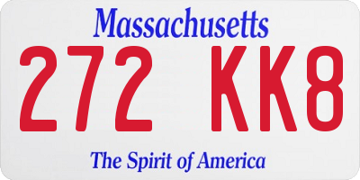 MA license plate 272KK8