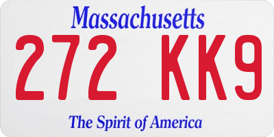 MA license plate 272KK9