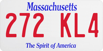 MA license plate 272KL4