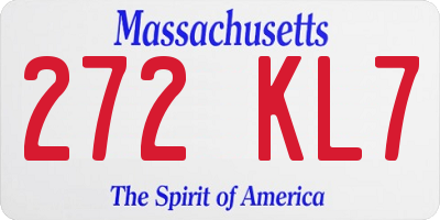 MA license plate 272KL7
