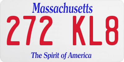 MA license plate 272KL8