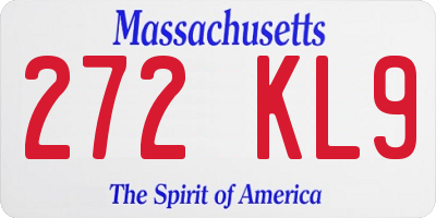 MA license plate 272KL9