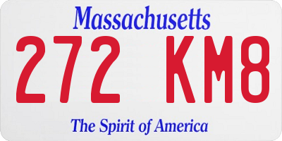 MA license plate 272KM8
