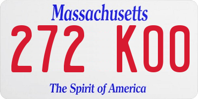 MA license plate 272KO0