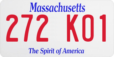 MA license plate 272KO1