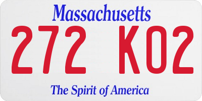 MA license plate 272KO2