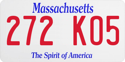 MA license plate 272KO5