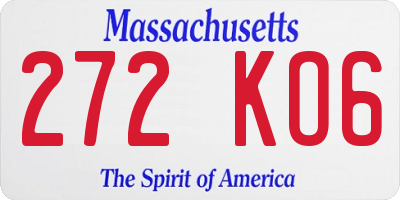 MA license plate 272KO6
