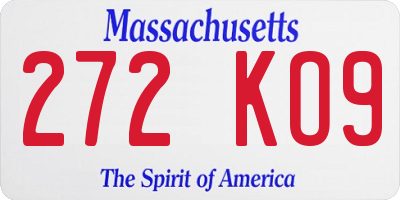 MA license plate 272KO9
