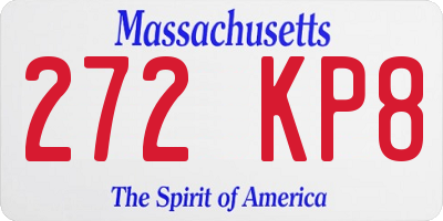MA license plate 272KP8