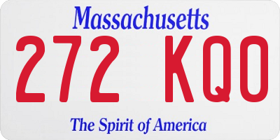 MA license plate 272KQ0
