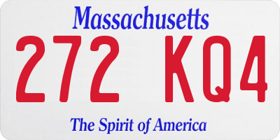 MA license plate 272KQ4