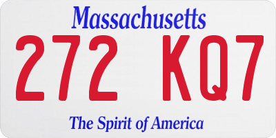 MA license plate 272KQ7