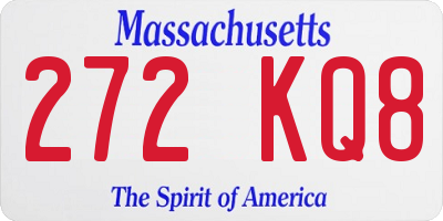 MA license plate 272KQ8