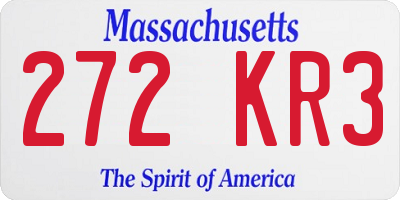 MA license plate 272KR3