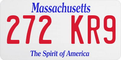 MA license plate 272KR9
