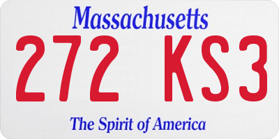 MA license plate 272KS3