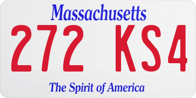 MA license plate 272KS4
