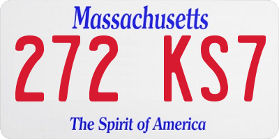 MA license plate 272KS7