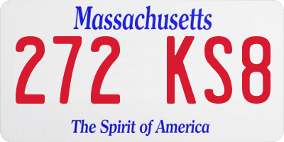 MA license plate 272KS8