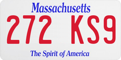 MA license plate 272KS9
