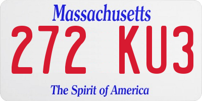 MA license plate 272KU3