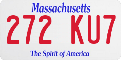 MA license plate 272KU7
