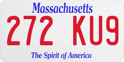 MA license plate 272KU9