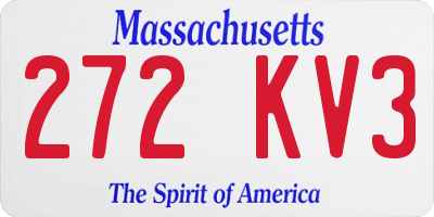 MA license plate 272KV3