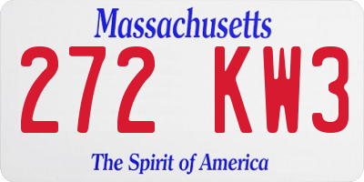 MA license plate 272KW3